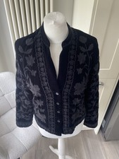 ZARA BLACK VELVET EMBROIDERED FLORAL JACKET BLAZER SHIRT SIZE S SMALL 8 10 BOHO