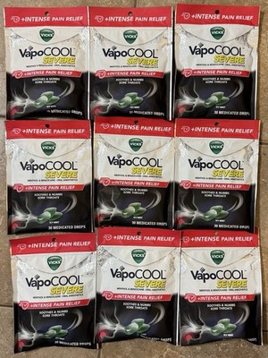 9 Vicks VapoCool Severe Intense Pain Relief Icy Mint 30 Drops Ea EXP 07/2027