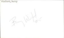 Barry Winford Signed 3x5 Index Card Cut Rangers Autograph Den