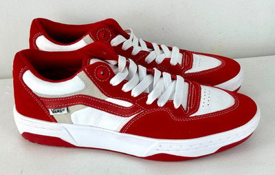 US Men's 13 - VANS Rowan Zorilla 2 Tone Red White Suede/Canvas Skate Shoe