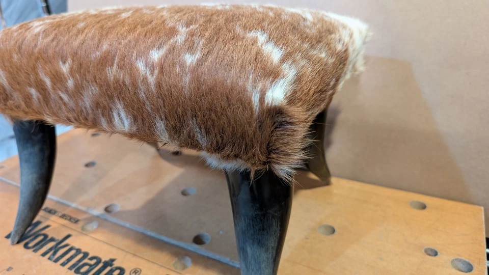 Винтажный ручной работы воловья кожа и рог ноги табурет 15 1/4 «Lx 9 1/2» w x 9 3/4» h - Изображение 4 из 4