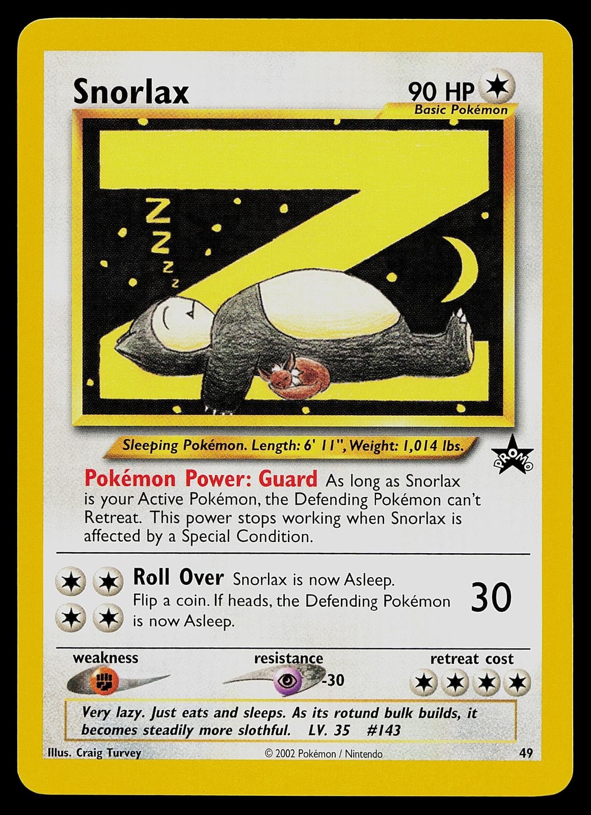 Pokemon Card - Snorlax Wotc Black Star Promo 49 Promo