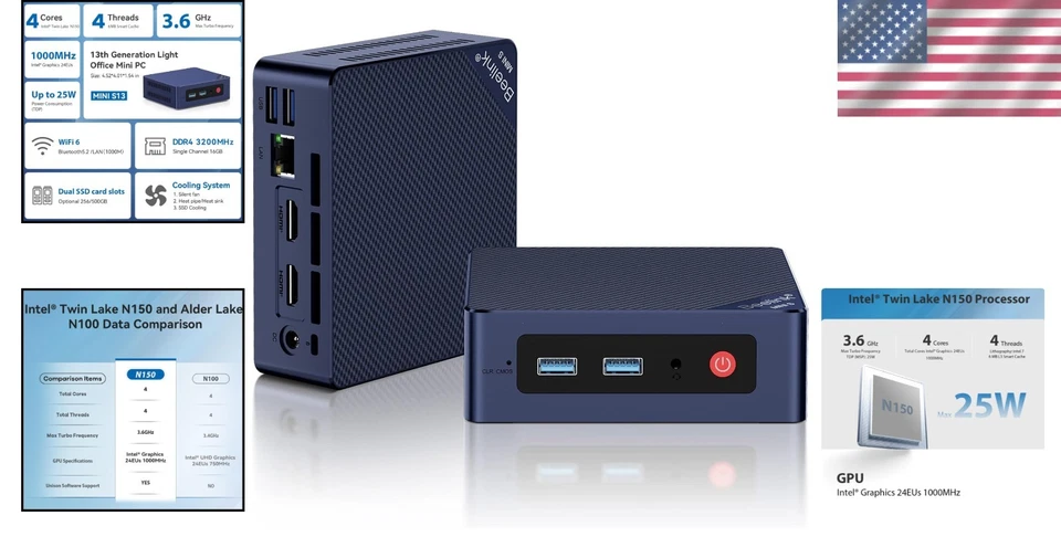 Mini S13 Mini PC,13th Intel Twin Lake-N150 up to 3 - Image 2 of 4