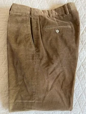 SCOTT BARBER Made in Italy Fine Wale Corduroy Trouser in Light Brown Size 33