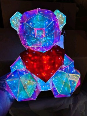 Festive Voice Light Up Bear Figurine Multicolor Holiday 9.5in LR44 Battery