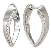 "Jobo\"Creolen 925 Sterling Silber Mattiert Mit Zirkonia Ohrringe Silbercreolen"