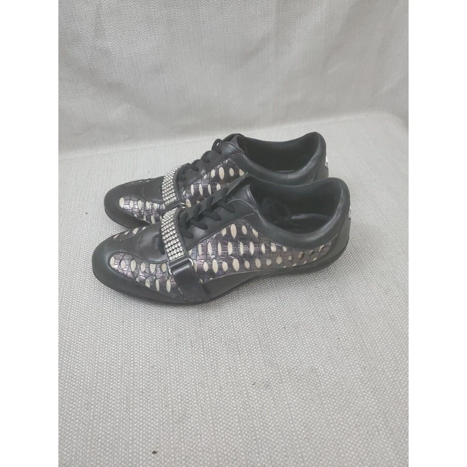 Baby Phat Mujer’s 8 Gris Negro Estrás Moda Tenis Con Cordones Y2K Bling Foto 2 de 4