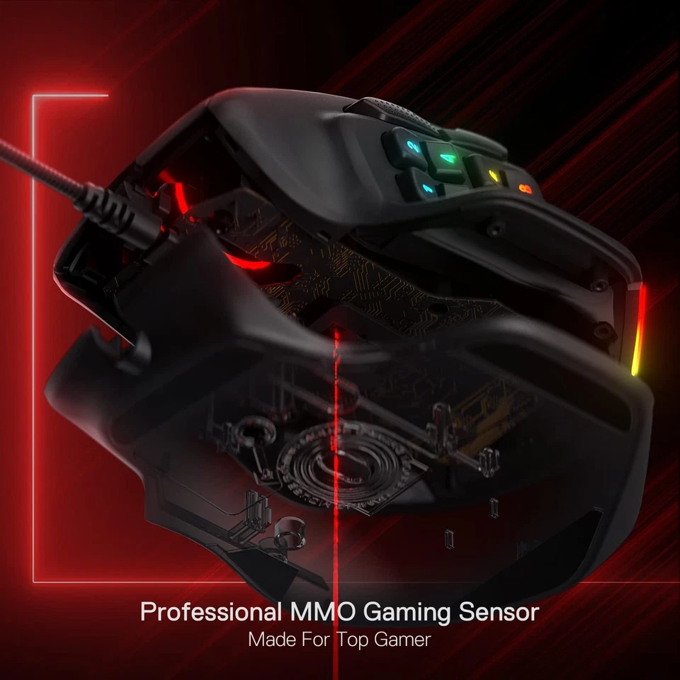 M811 Aatrox MMO Gaming Mouse, 15 Programmable Buttons Wired RGB Mouse w/Ergon... - Image 4 of 4