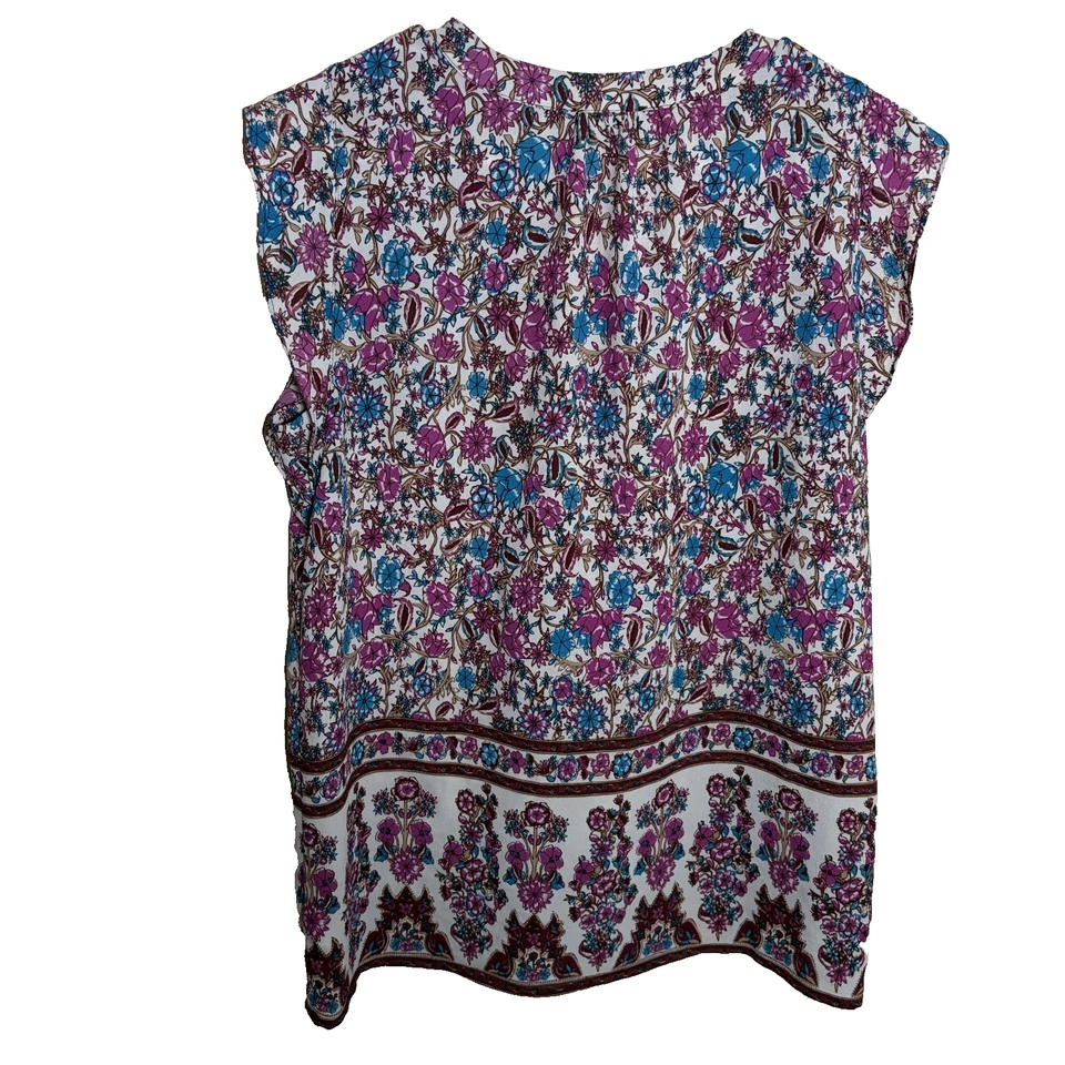 Blusa Dalia Para Mujer Mediana Floral Cuello en V Manga Gorra Volantes Camisa Causal Top Foto 2 de 4