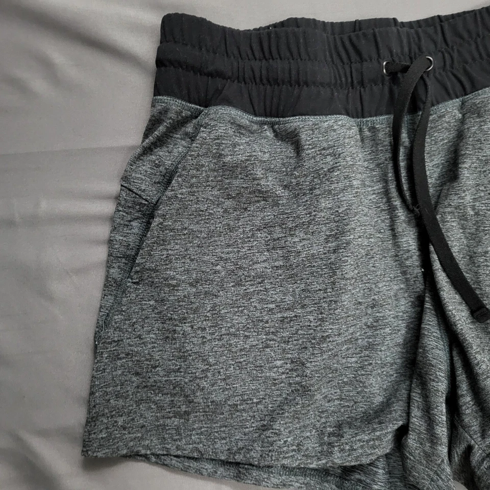 Asics Shorts Womens Medium M High Rise 3" Inseam Logo Stretch Pockets Woven Gray - Image 2 of 4