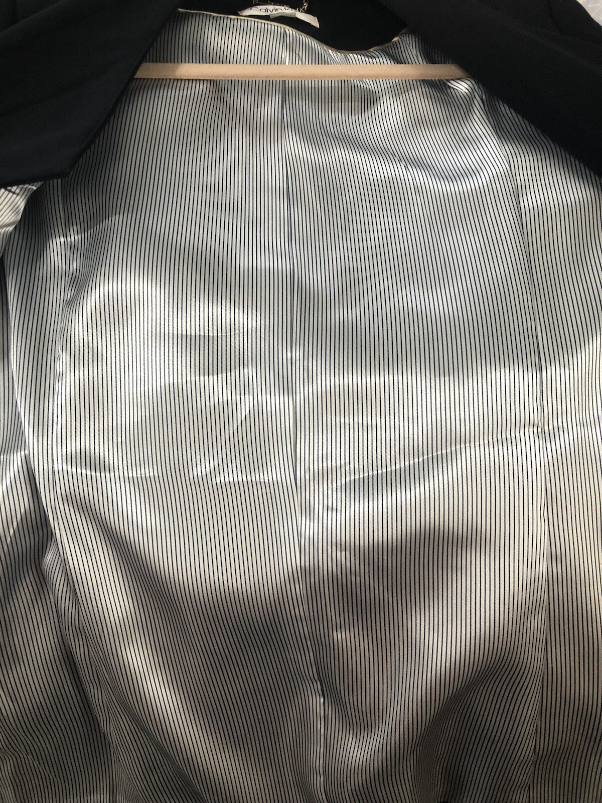 Calvin Klein Navy Blue Open Suit Jacket New Gold Zipper Pockets Size 6 Business thumbnail 3