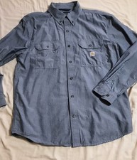 Carhartt Loose Fit Midweight Chambray Denim Long Sleeve Shirt Mens Large NWOT
