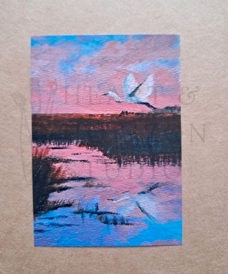 *PRINT* ACEO Bird Landscape  Painting | Mini Art Card | Heartandhorizonart 