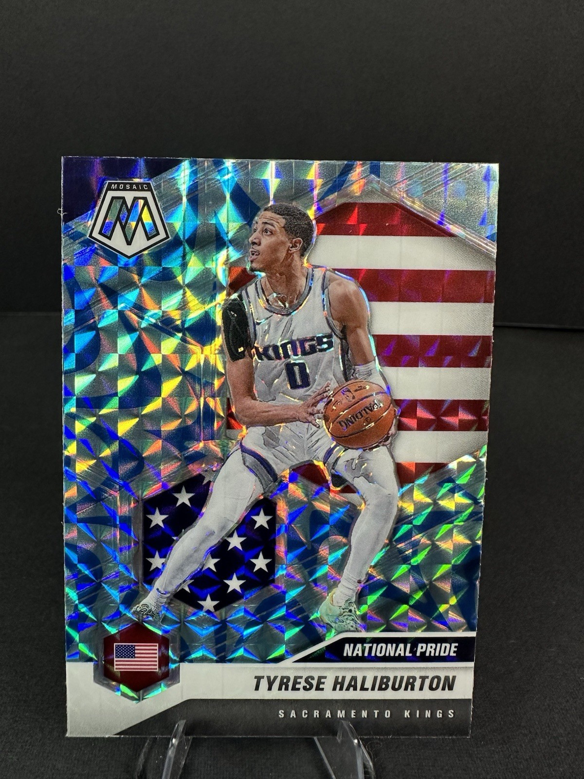 2020-21 Panini Mosaic Blue Reactive Tyrese Haliburton #258 Rookie Sacramento