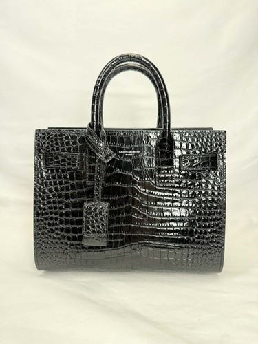 Saint Laurent Sac De Jour Nano Bag In Black Crocodile-Embossed Leather TS 342020