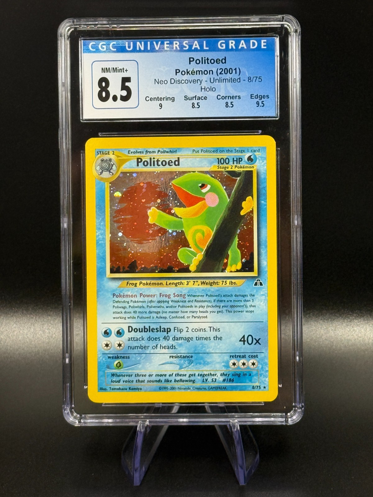 CGC 8.5 Politoed 8/75 2001 Neo Discovery Holo Rare Pokemon Card