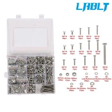 LABLT 1640Pack M4 M5 M6 Nuts Flat and Bolts & Lock Washers Assortment Kit
