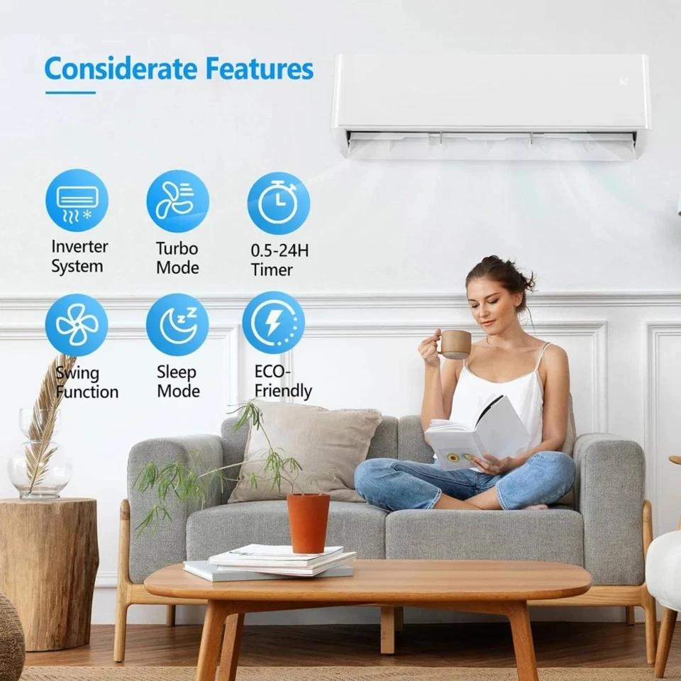 12000 BTU Ductless Mini Split Air Conditioner Inverter Heat Pump 24 SEER2 230V - Image 3 of 4