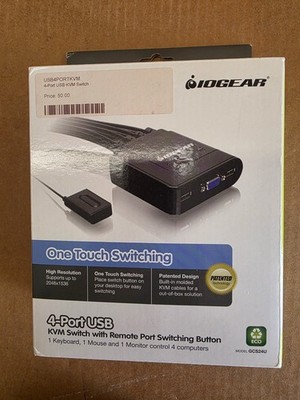 IOGEAR GCS24U 4-Ports External KVM switch VGA/USB New