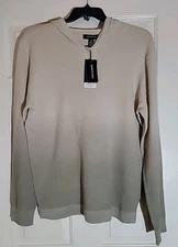 Kenneth Cole New York Techni-Cole Ombre Waffle Hoodie Tan Grey Size XL NWT