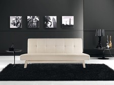DIVANO LETTO 3 POSTI RECLINABILE SALOTTO ECOPELLE BIANCO SOFA SOGGIORNO APRIBILE