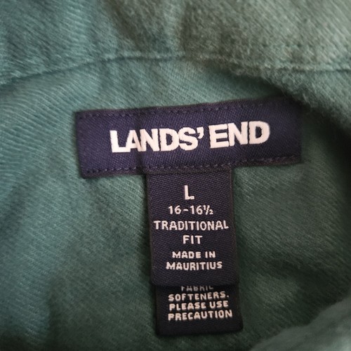 Lands' End Shirt Men Large 16-16.5 Green Long Sleeve Traditional Fit Button Up - Picture 2 of 5