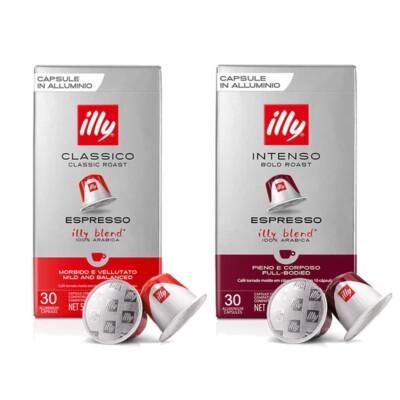 ILLY 120 Compatible Coffee Nespresso 60 Capsules Classic + 60 Intense Capsule