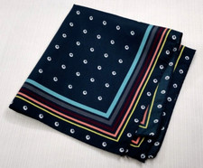 Vintage 70s Hankie Green handkerchief Polka Dots Striped Multicolor Anthony