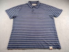 Vintage American Eagle Polo Shirt Made In USA Mens Size XL Blue Striped Casual