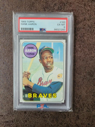 1969 Topps Baseball Hank Aaron #100 - PSA 6 - Atlanta Braves Legend