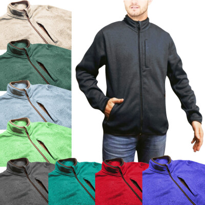 Men's Heavyweight Polar Fleece Jacket - Work & Outdoor Zip Pocket Coat - Warm Winter Mid-Length