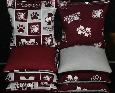 All Weather MISSISSIPPI STATE BULLDOGS Cornhole Bean Bags Resin Fill Waterproof 