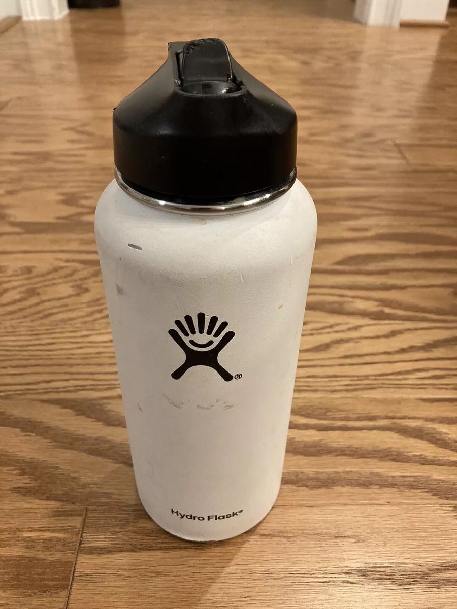 Hydro Flask Wide Mouth Stainless Steel Water Bottle 32 oz Straw Lid White  READ