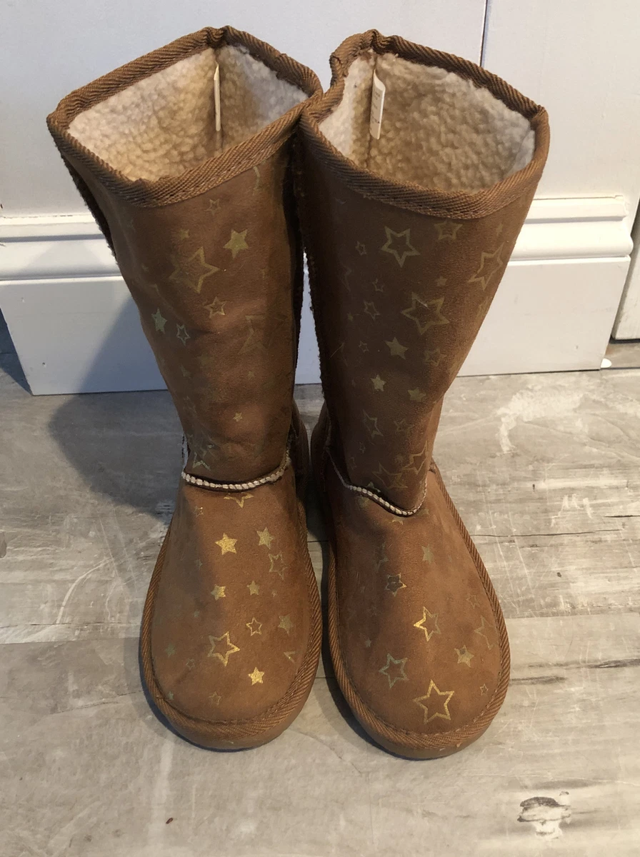 Airwalk EMMA Cognac Snow Star Faux Fur Boots Big Girls Shoes Sz: US 3 NWOT