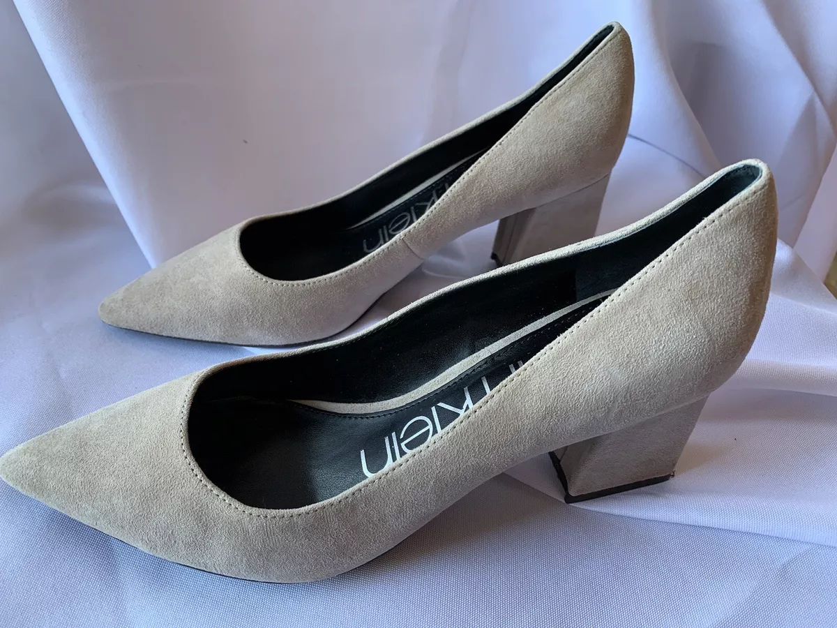 ladies Calvin Klein 8M suede taupe pumps Pointed Toe eBay