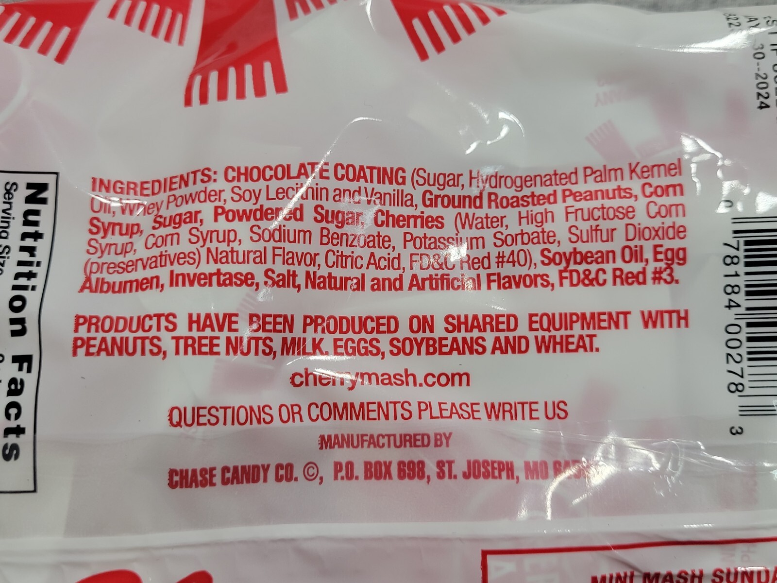 New Chase's Cherry Mash Mini Candy Bars 12 oz. Bag Retro Candy