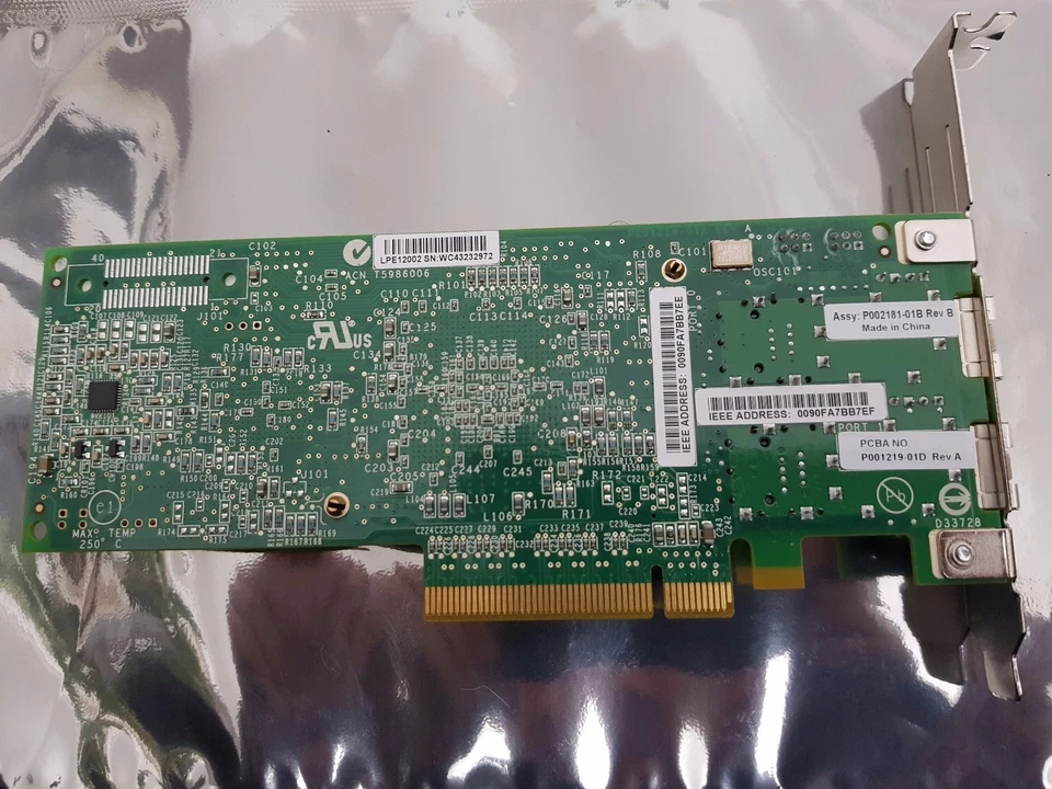 IBM 00E0806 Emulex LPE12002 Dual Port 8GFC Fibre Channel PCI-e x8 - Image 2 of 2