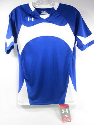 UNDER ARMOUR, YOUTH DOMINATE SHORT SLEEVE JERSEY, LARGE, BLUE/ WHITE, NEW $55