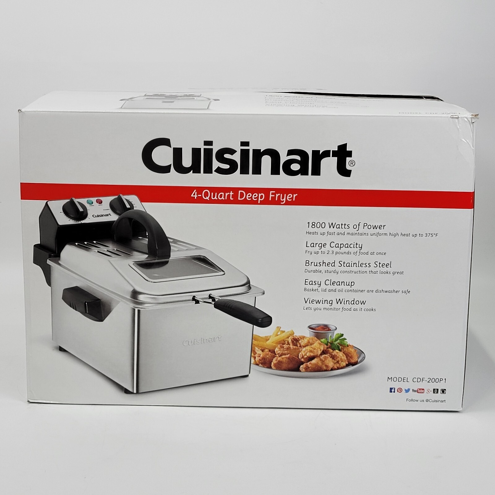 🔥Cuisinart CDF200P1 4Quarts Stainless Steel Deep Fryer 1800W SHIPS