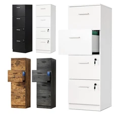4-Drawer Filing Cabinet Vertical File Cabinet Lockable Office Storage Drawers