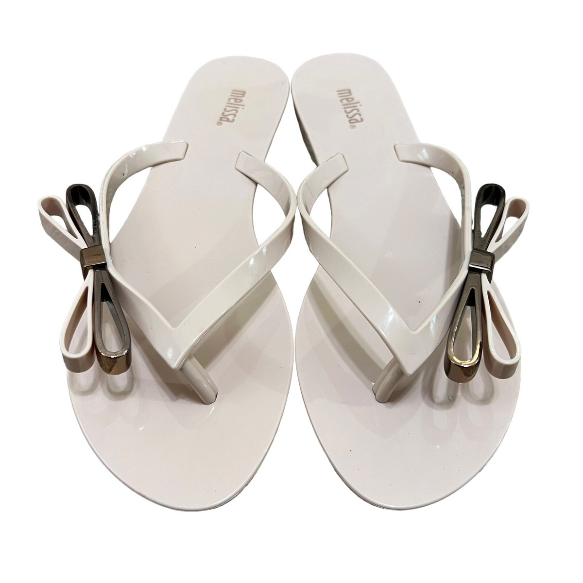 Melissa Harmonic Make A Wish Double Bow Thong Sandals Blush Pink
