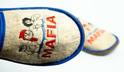 Ukrainian Banya Sauna Hat + Slippers for men Sheep wool felt Flat Mafia Comorra - Picture 9 of 10