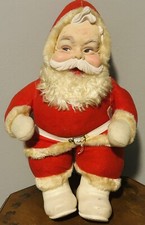 Vintage Rushton Co. Santa Claus Plush Doll Rubber Face White Boots Original Tag