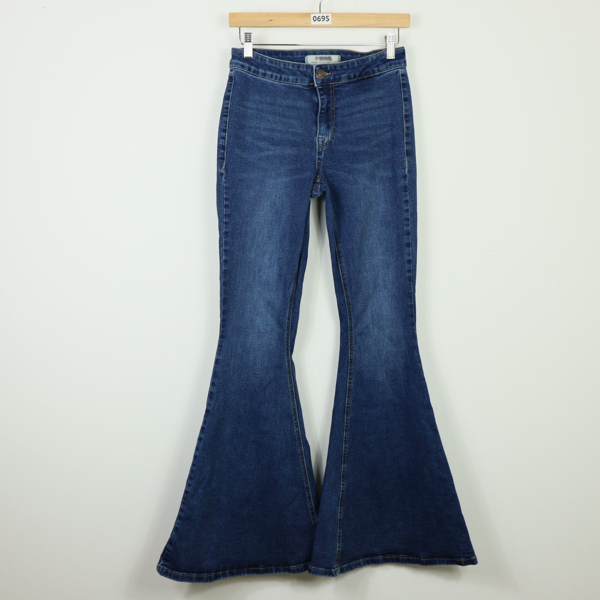 Rock & Roll Demin Jeans Womens 26x34 Flare Bargin Button Bell