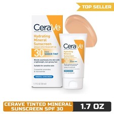 CeraVe Hydrating Mineral Sunscreen with Sheer Tint SPF 30 Zinc Oxide