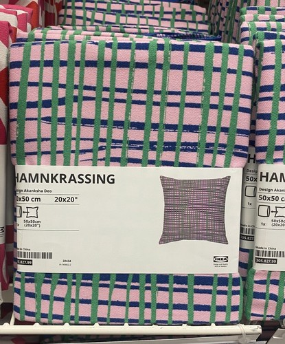 Ikea HAMNKRASSING Cushion cover Pink/Blue Green 50x50 cm Zipper Makes - 第 3/4 張圖片