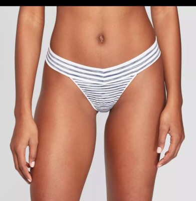 Auden Women's Seamless Thong Size L Navy White Dye Silky Soft Sexy Brand N W Tag
