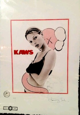 限定額装 KAWS カウズ ケイト・モス David Sims アートプリント 額装費だけでKAWSのオフィシャルポストカードは無料です！ ー