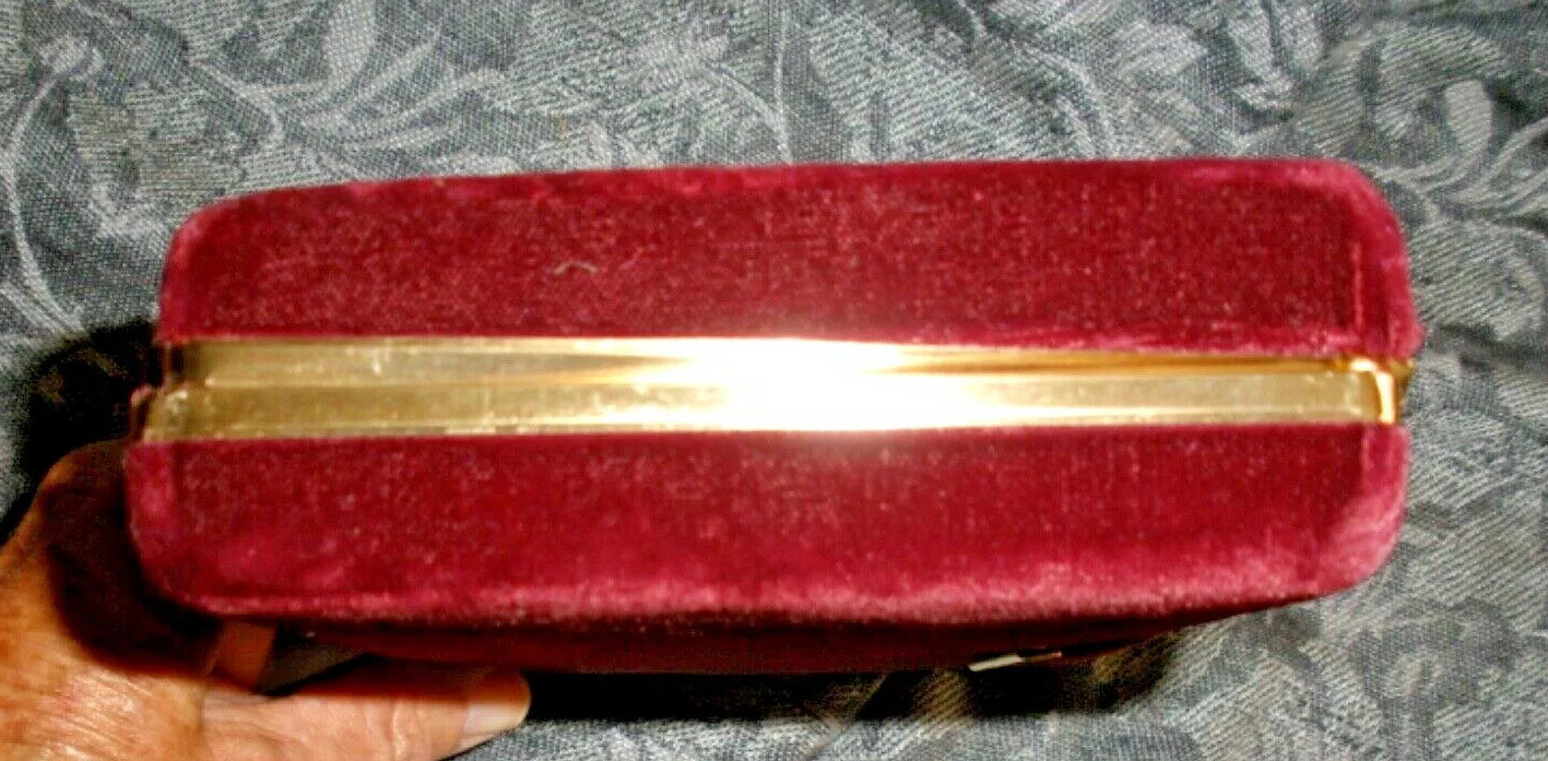 Burgundy Velvet w/ Snap Case Hard Shell Jewelry Presentation Box Velour