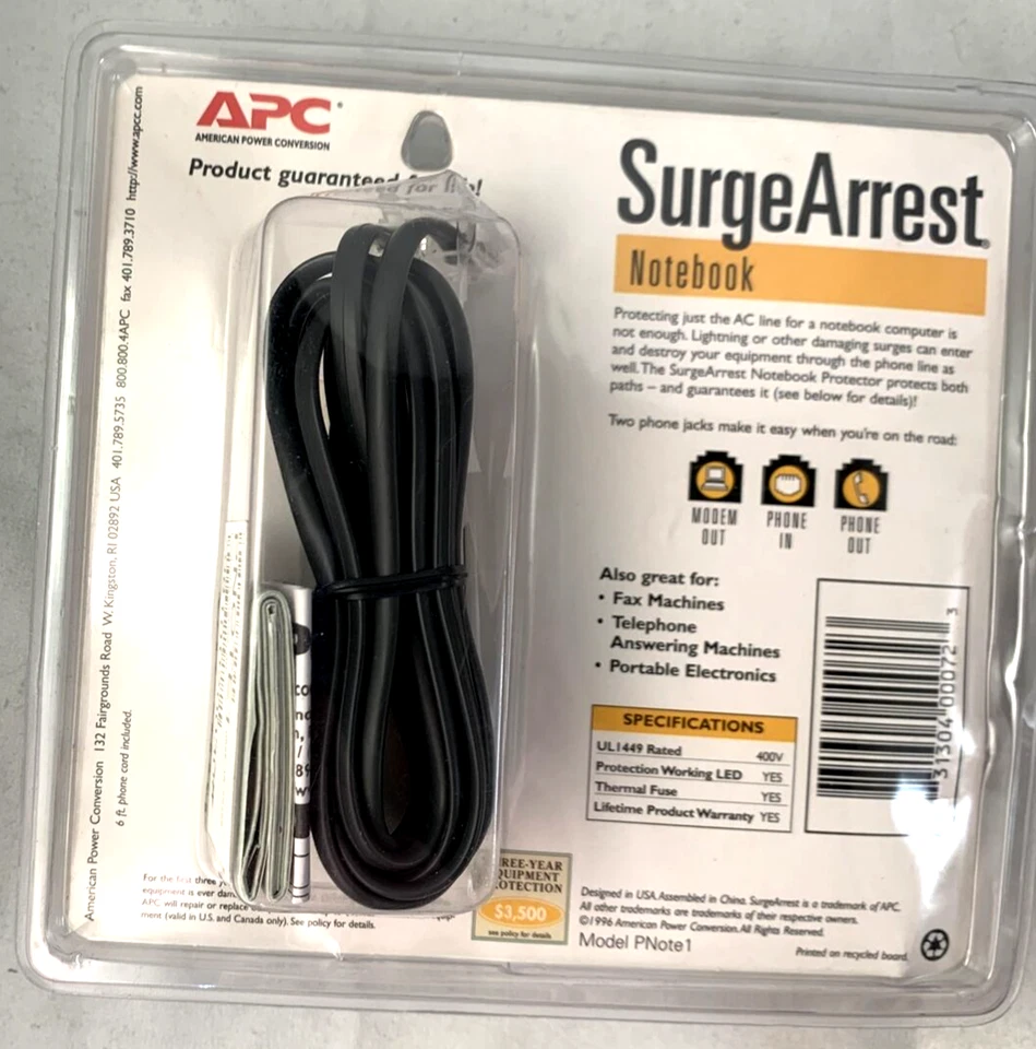 APC SurgeArrest Notebook Laptop Surge Protector 400V Model PNote 1 - New - Image 2 of 4